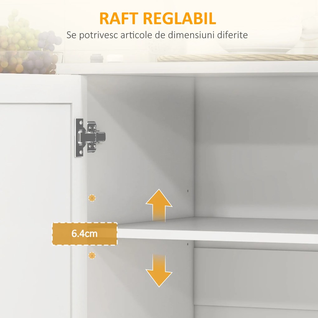 HOMCOM Insulă de Bucătărie Rulantă cu Depozitare, Sertar, 3 Dulapuri, Blat din Oțel Inoxidabil, Design Versatil, Alb | Aosom Romania