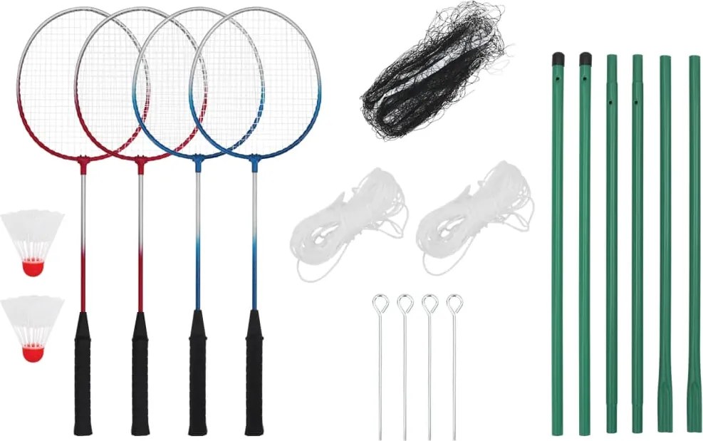 vidaXL Set de badminton cu 4 rachete și plasă, 620x151 cm