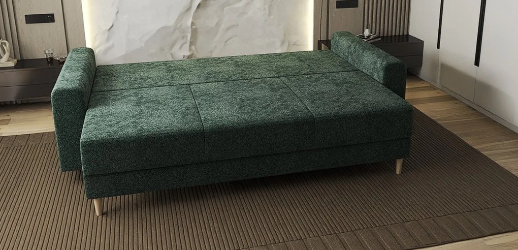 Canapea extensibilă dumonde cu ladă de depozitare si sezut confortabil din spuma high-density, Kronos Euphoria Verde 210x100 cm