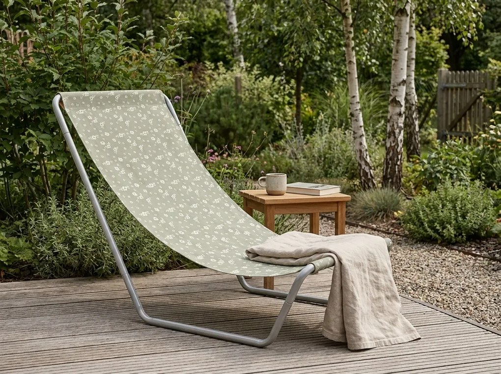 Sezlong de plaja pliabil SAND FLOWERS, verde