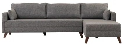 Colțar L KORFU, gri, cu șezlong pe partea dreaptă