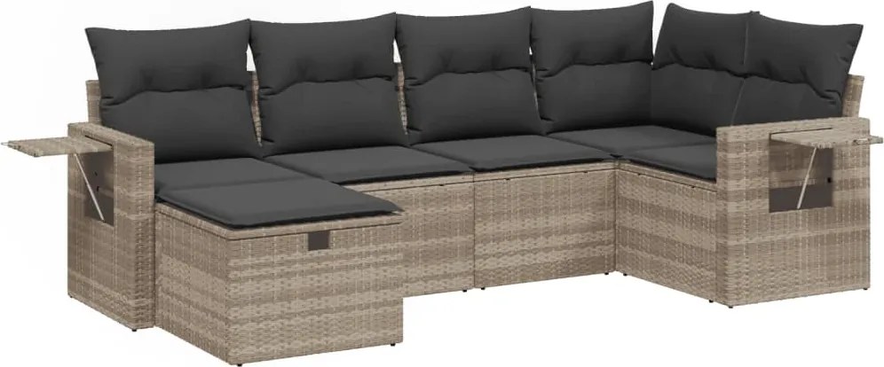 vidaXL Set canapele de grădină cu perne, 6 piese gri deschis poliratan