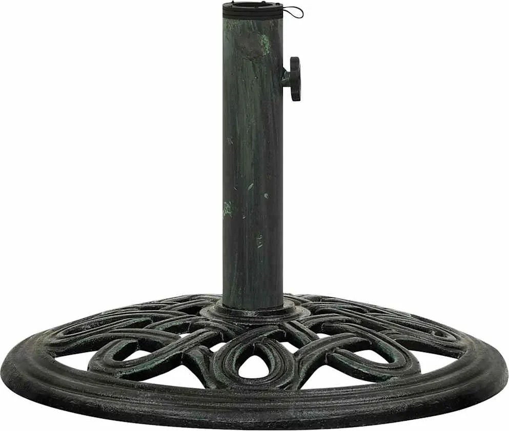 vidaXL Suport de umbrelă, verde, 40x40x32 cm, fontă