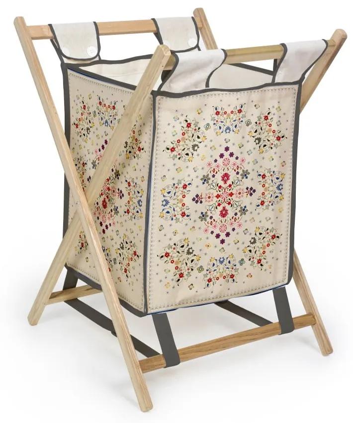 Coș pentru rufe cu structură din lemn de pin Madre Selva Flowers Tapestry, 50 l
