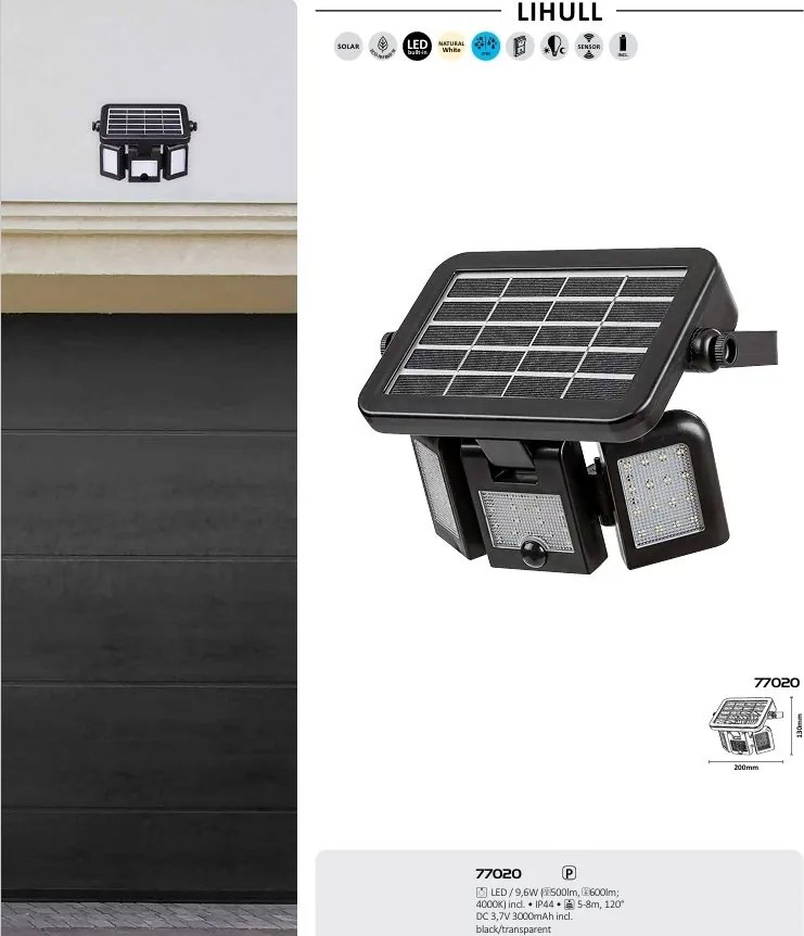 Lampa solara cu senzor de miscare Lihull