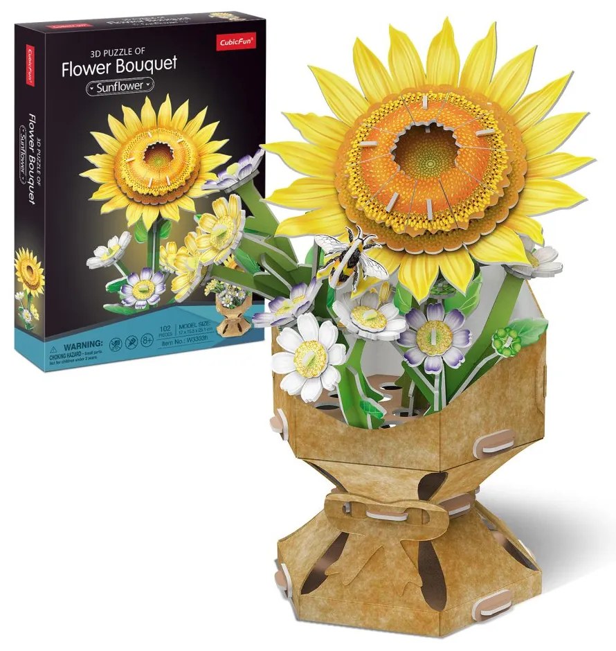 BUCHET DE FLORI 3D FLOAREA SOARELUI 102 PIESE - CUBIC FUN (CUW3303h)