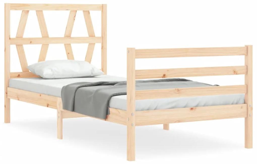 3194336 vidaXL Cadru de pat cu tăblie single mic, lemn masiv
