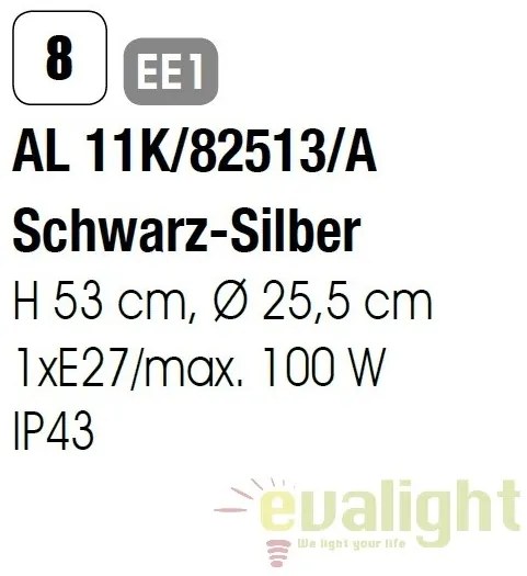 Stalp iluminat exterior stil clasic IP43 H52 Hermine AL 11K/82513/A schwarz-silber OR