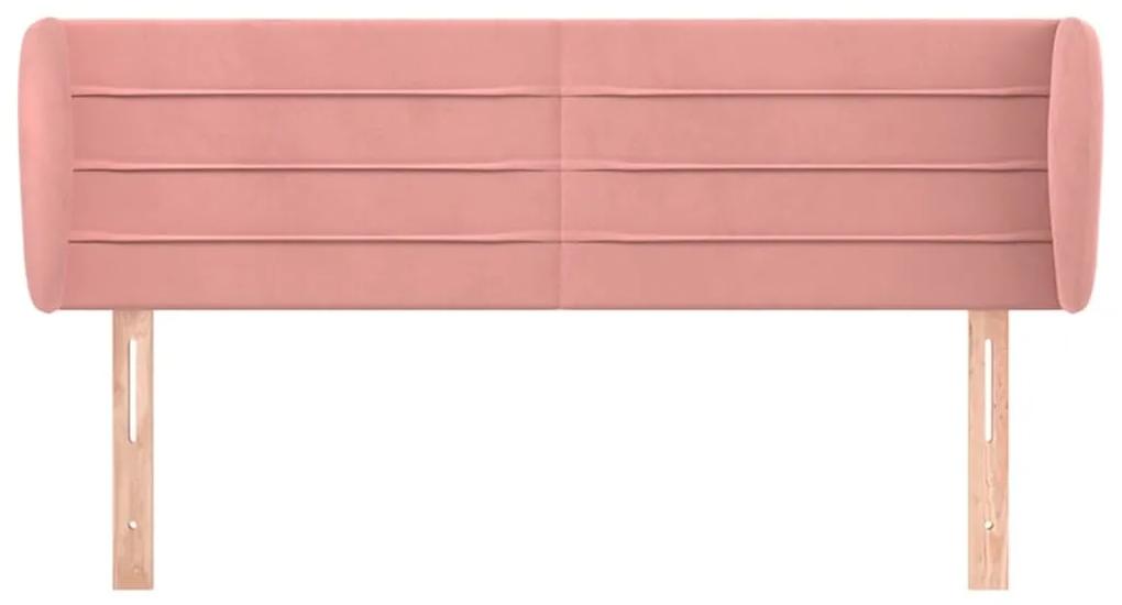 Tablie de pat cu aripioare roz 147x23x78 88 cm catifea