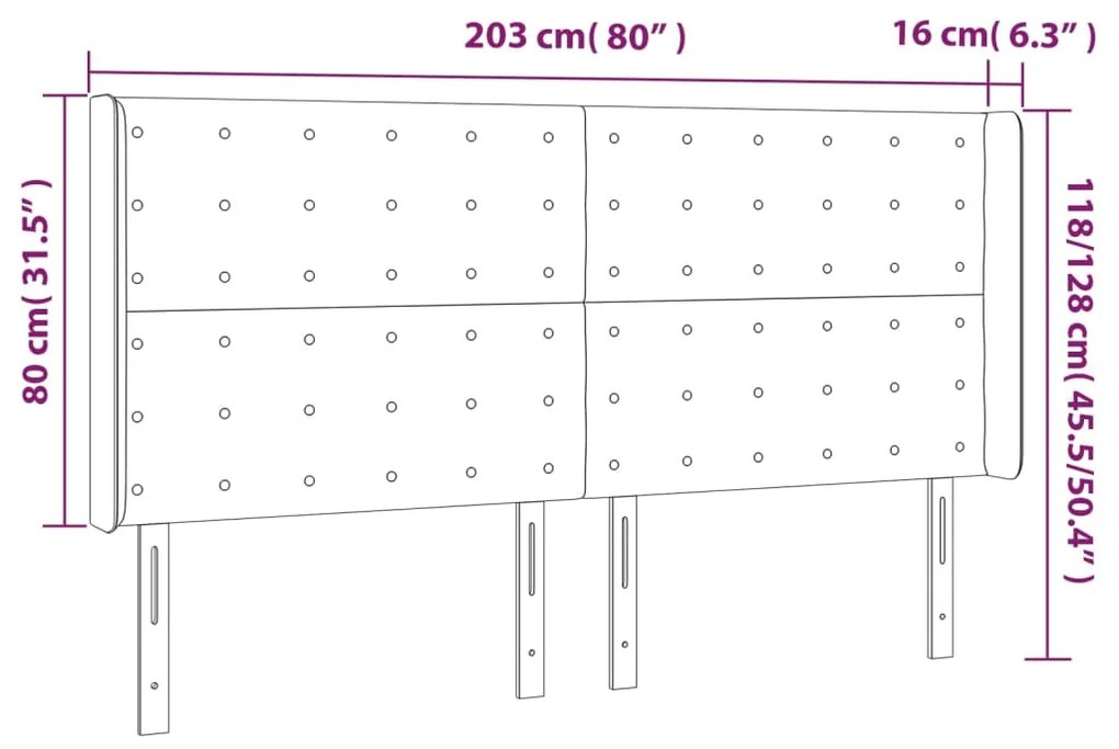 Tablie de pat cu aripioare, albastru, 203x16x118 128 cm, textil 1, Albastru, 203 x 16 x 118 128 cm