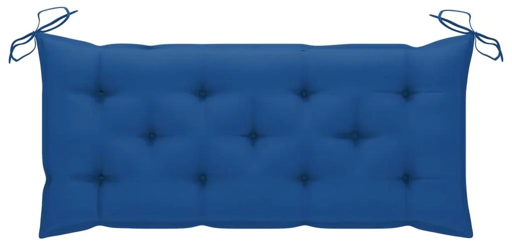 Banca de gradina pliabila cu perna, 118 cm, bambus Albastru, 120 x 50 x 7 cm, 1, albastru