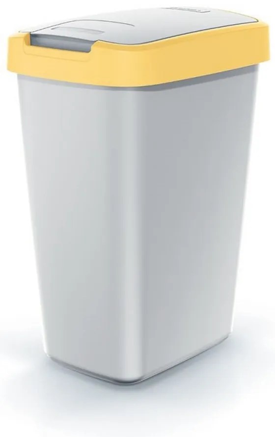 Coș de gunoi cu capac colorat, 12 l, galben/gri