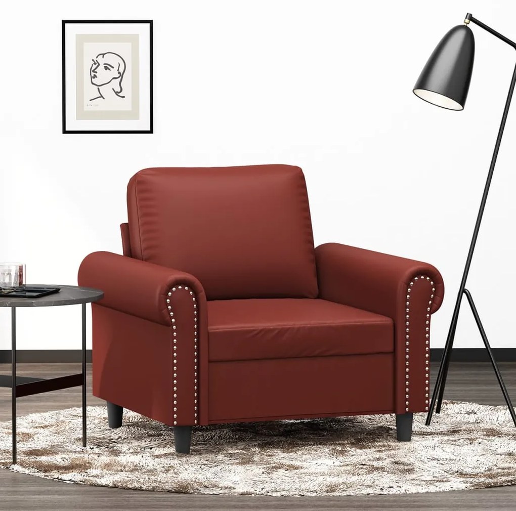 349117 vidaXL Canapea de o persoană, roșu vin, 60 cm, piele ecologică