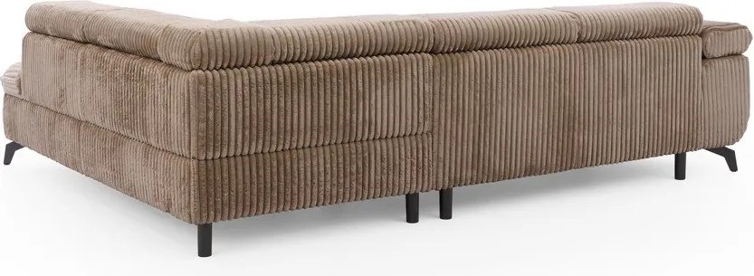 Colțar maro cu tapițerie din catifea reiată (cu colț pe partea dreaptă/în formă de ”L”) Marbeya – Ropez