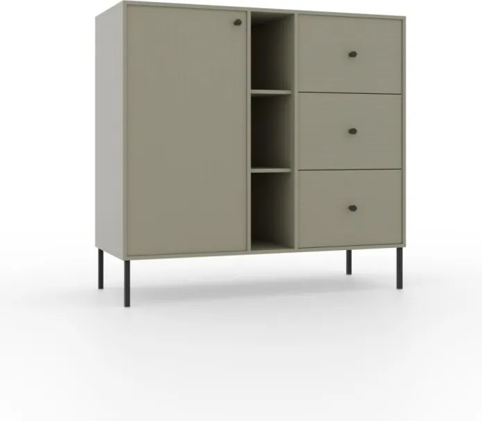 Comodă cu usa si trei sertare, 100x41x95 cm, Tili System. ADRK Furniture (Culoare: Eucalipt / Eucalipt)