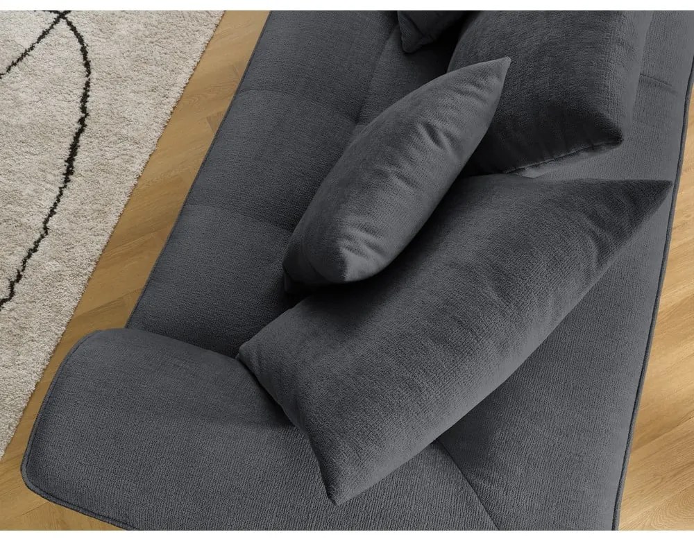 Canapea gri închis cu tapițerie din chenille 237 cm Whesley – Bobochic Paris