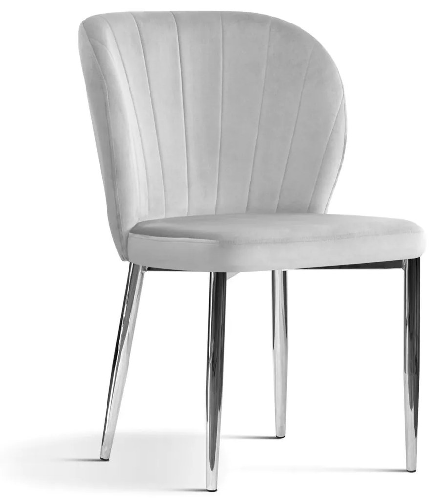 Scaun tapitat Shelly gri picioare silver - H88 cm