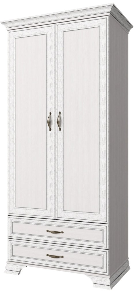 Dulap pentru haine Tiffany (Tiffy), alb vintage, 99x62x212 cm