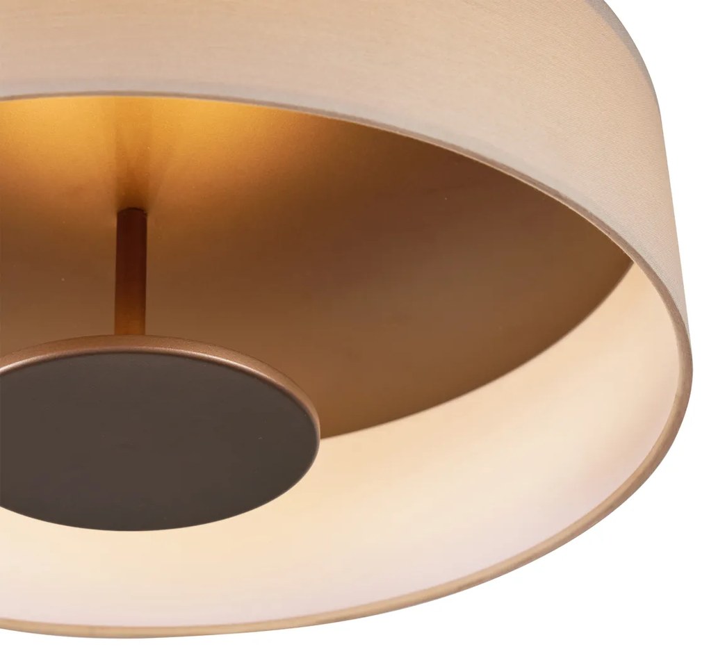 Plafonieră modernă albă cu interior bronz incl. LED cu 3 trepte de intensitate luminoasă - Bredow