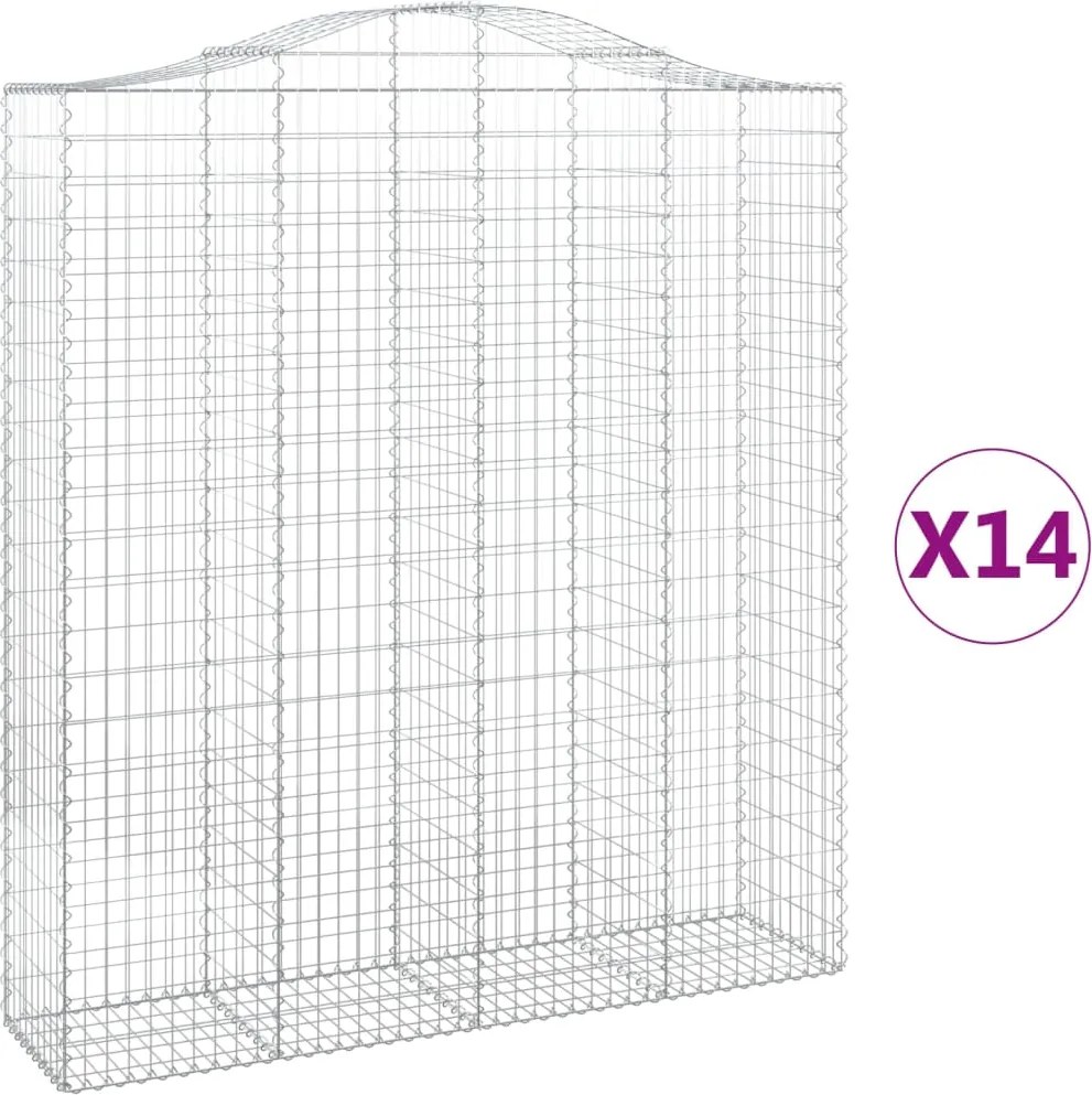 vidaXL Coșuri gabion arcuite, 14 buc 200x50x220/240cm, fier galvanizat