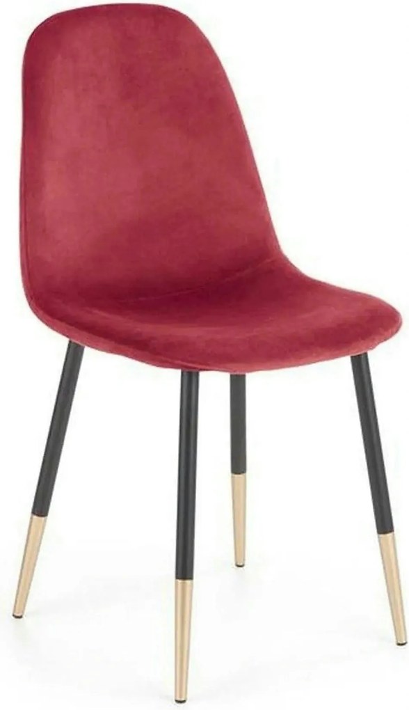 Scaun tapitat K379, rosu/negru, stofa catifelata/metal, 45x48x88 cm