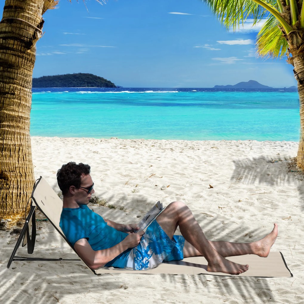 Outsunny Set 2 Șezlonguri Pliabile cu Unghi Reglabil și Buzunar cu Fermoar, 142x51x40 cm, Albastru | Aosom Romania