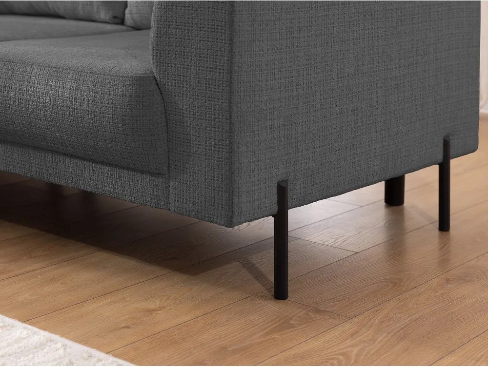 Colțar gri închis cu tapițerie din chenille (cu colț pe partea stângă/în formă de ”L”) Mauris – Ropez