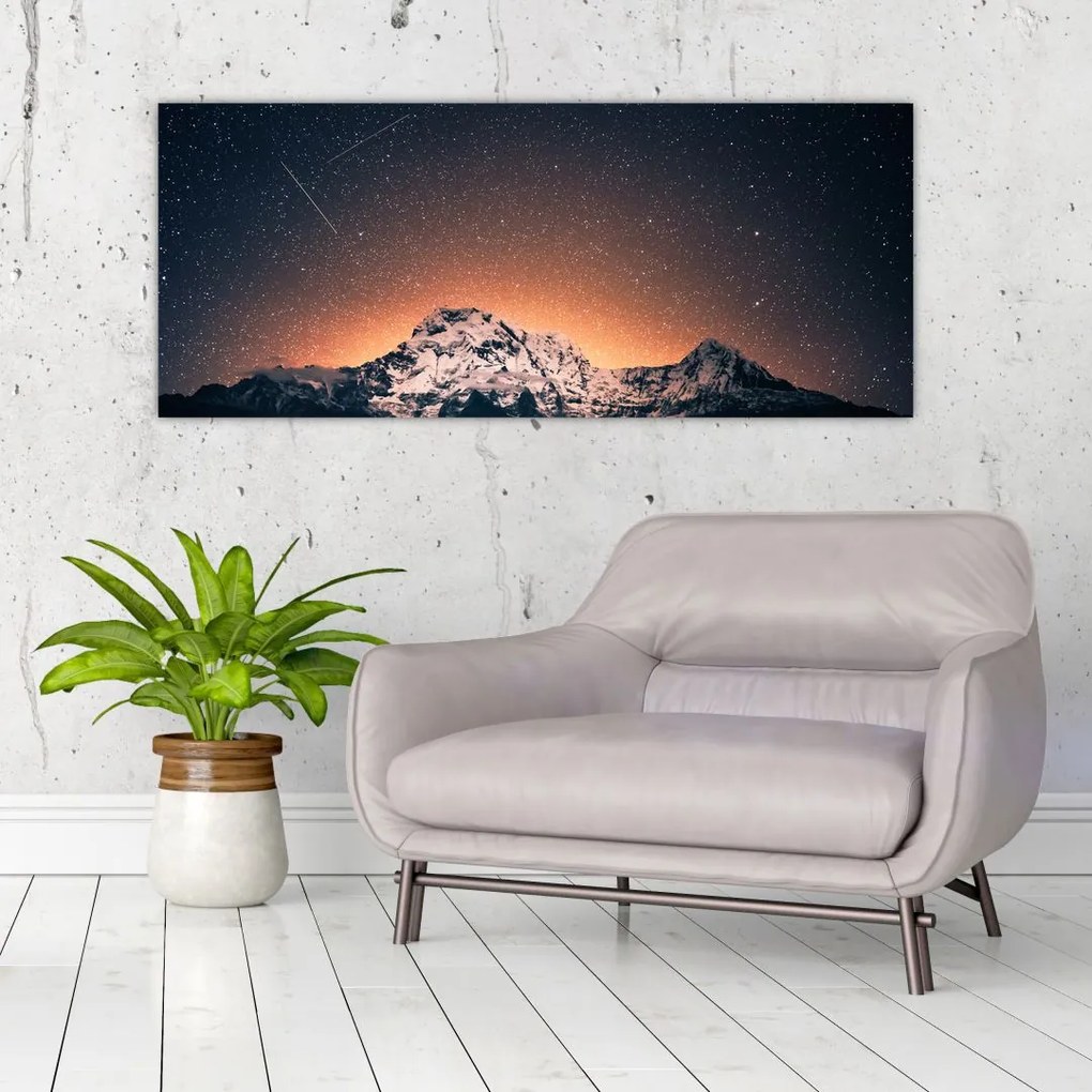 Tablou cu cerul nocturn cu munți (120x50 cm)