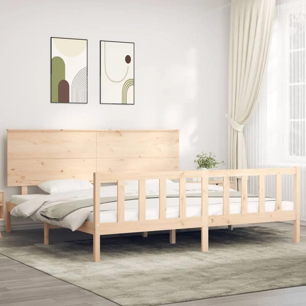 3193421 vidaXL Cadru pat cu tăblie 200x200 cm, lemn masiv de pin