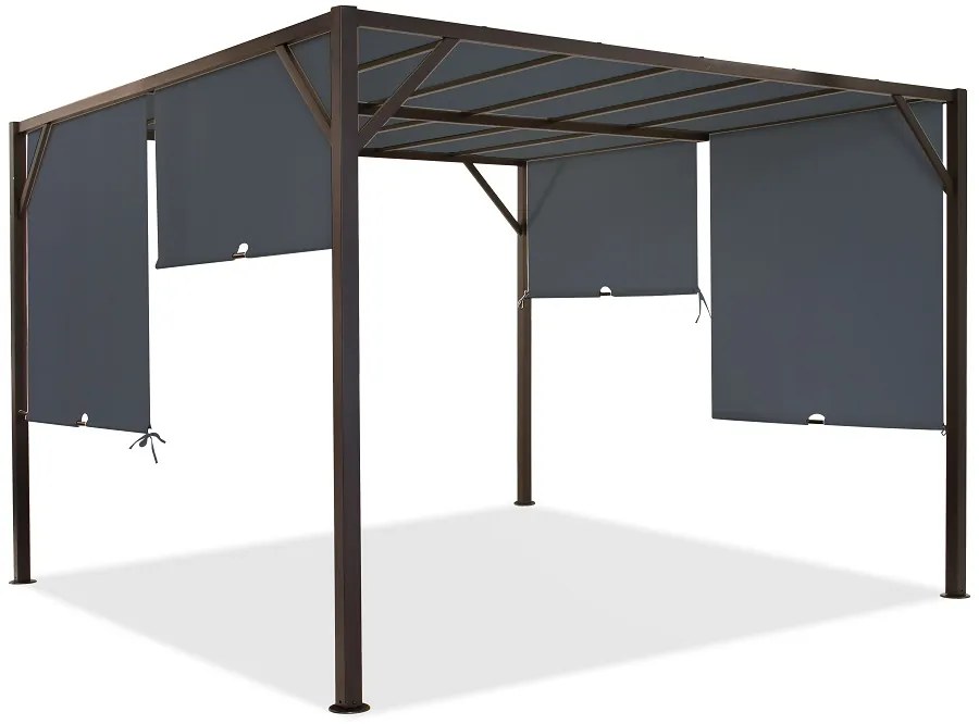 Santorini 3 x 3 m pergolă de terasă din metal maro antracit Santorini 3 x 3 m Garden Point