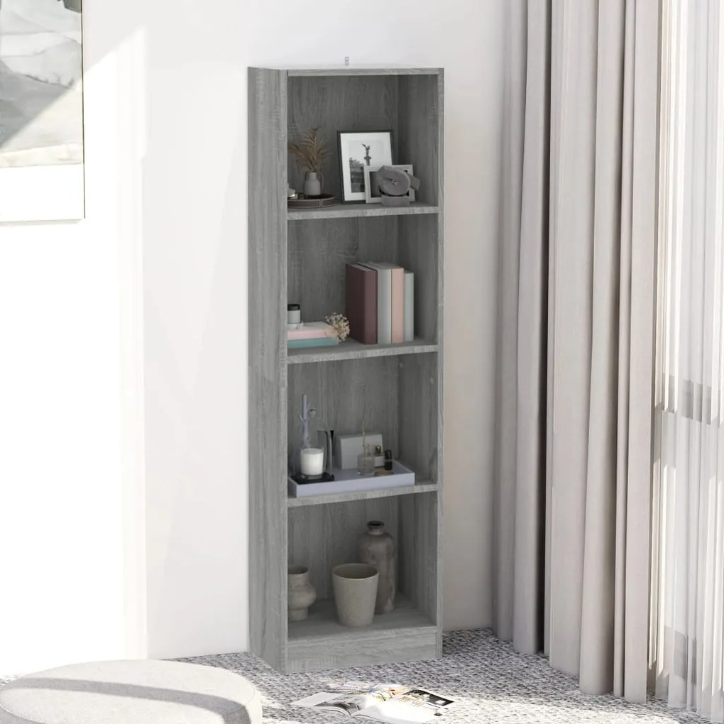 vidaXL Bibliotecă cu 4 niveluri gri sonoma 40x24x143 cm lemn compozit