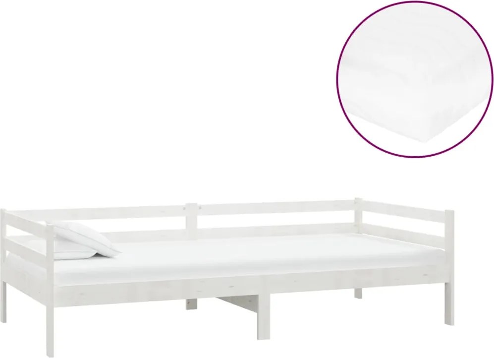 vidaXL Pat de zi cu saltea, 90x200 cm, lemn masiv de pin