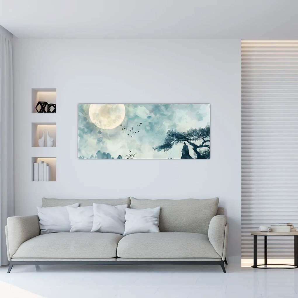 Tablou - Pictură cu lună plină (120x50 cm)