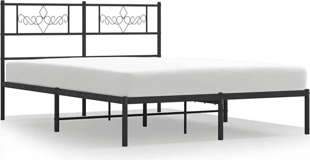 vidaXL Cadru de pat metalic cu tăblie, negru, 150x200 cm