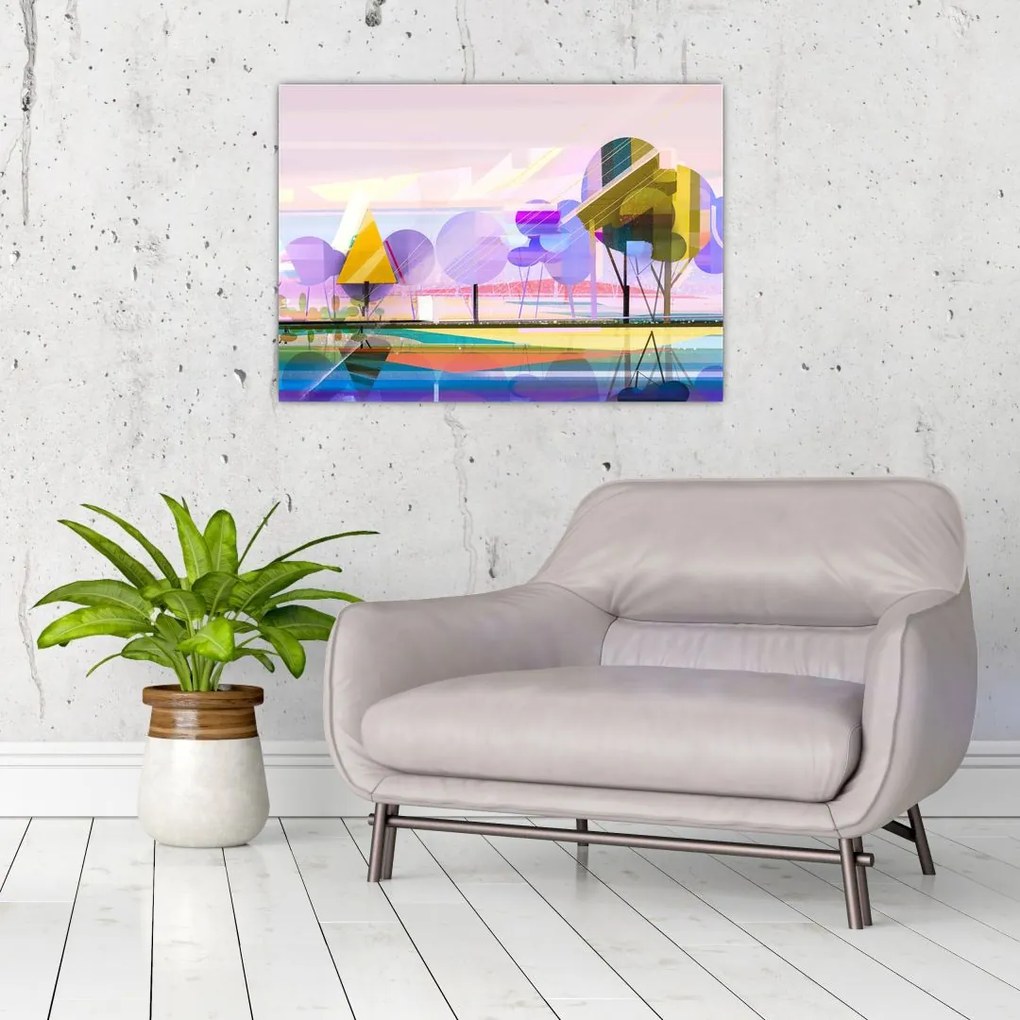 Tablou pe sticlă - Peisaj, abstracție (70x50 cm)