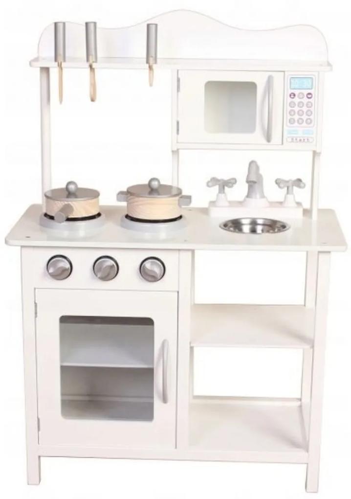 Eco Toys Bucătărie din lemn cu accesorii, 85 x 60 x 30 cm - alb