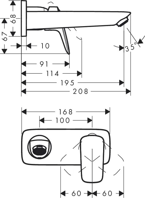 Baterie lavoar Hansgrohe Logis cu pipa 195 mm, montaj incastrat, crom - 71220000