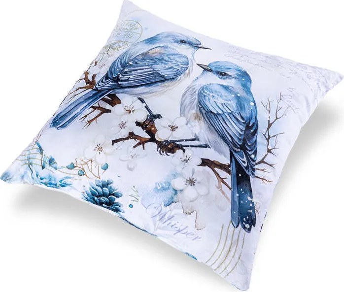 Set de 3 feţe de pernuţe PĂSĂRI DE IARNĂ 45 x 45 cm