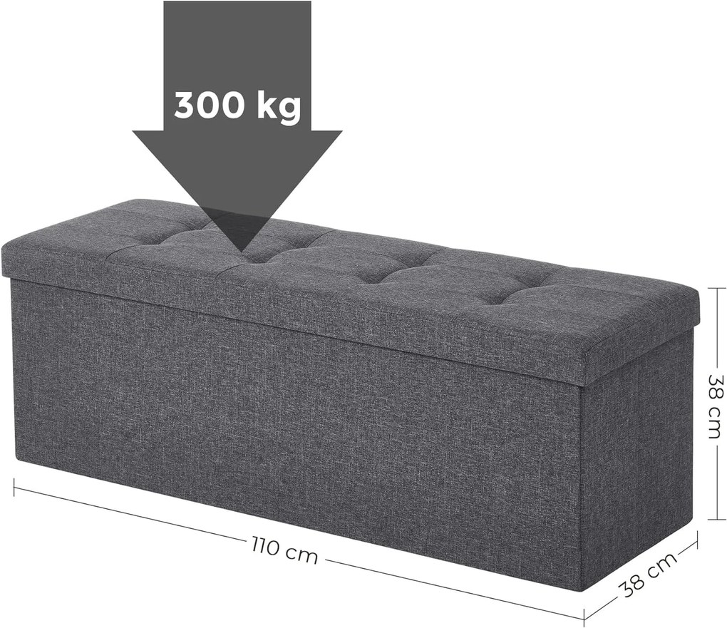 Taburet cu spatiu de depozitare OTTOMAN 110x38 cm, gri inchis