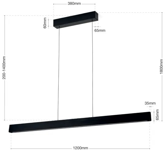 Lustră LED dimabilă pe cablu Orion HL 6-1716/120 TARA LED/44W/230V negru