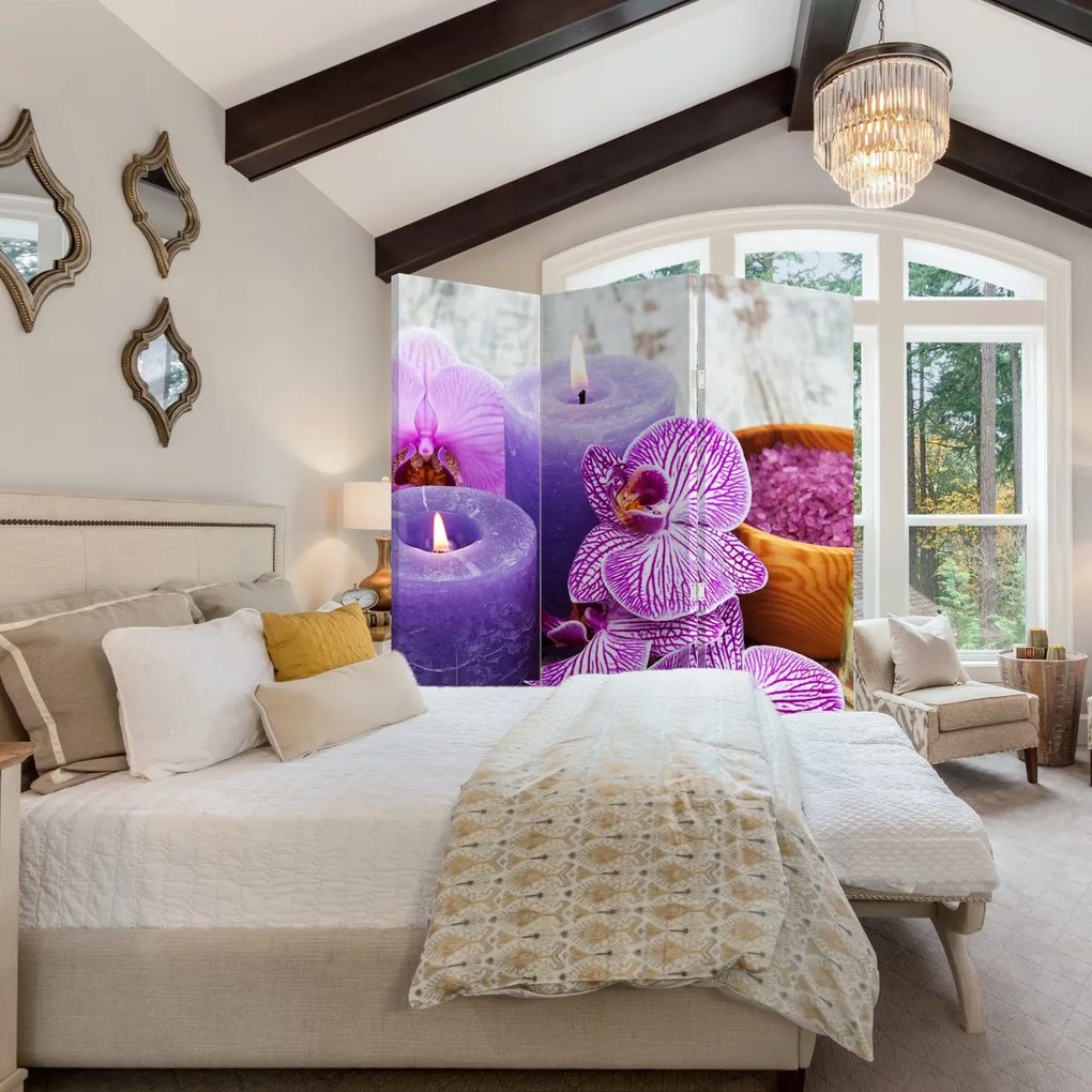 Paravan - Orhidee și lumănări (126x170 cm)