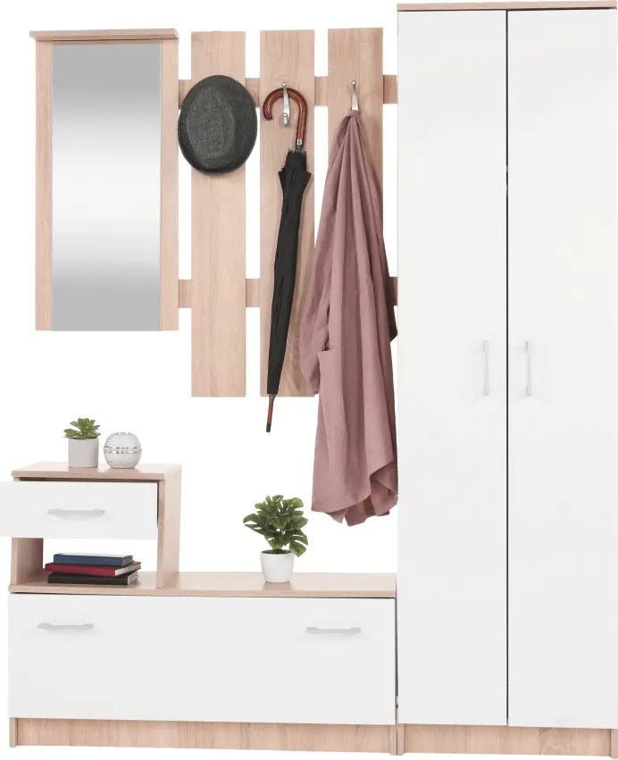 Ansamblu pentru hol, stejar sonoma/alb, ASTER