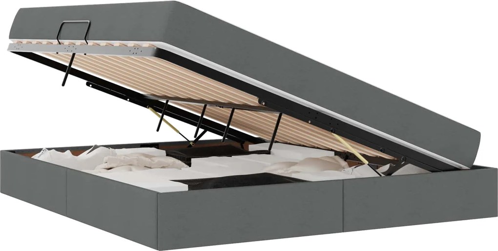 vidaXL Pat cu saltea și spațiu de depozitare Gri închis 180 x 200 cm