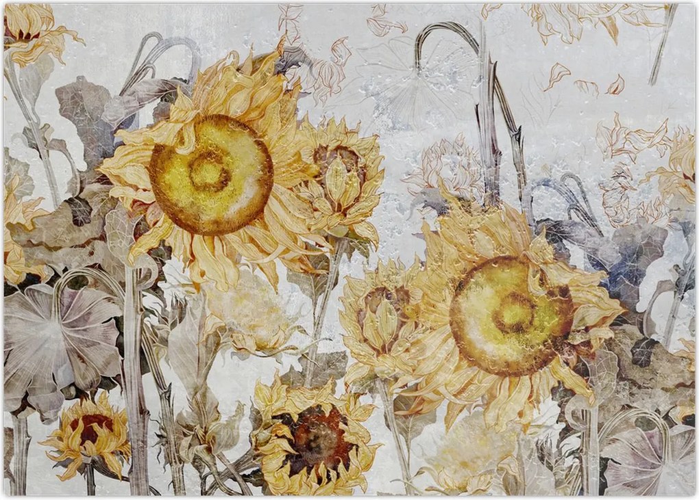 Tablou - Floarea-soarelui pe perete (70x50 cm)