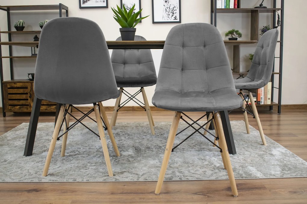 Oferta Scaun de dining din catifea gri DUMO II. calitate a doua