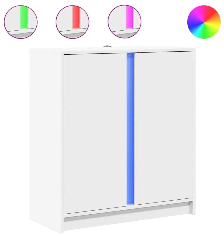 852131 vidaXL Dulap cu LED, alb, 77x34x85 cm, lemn prelucrat