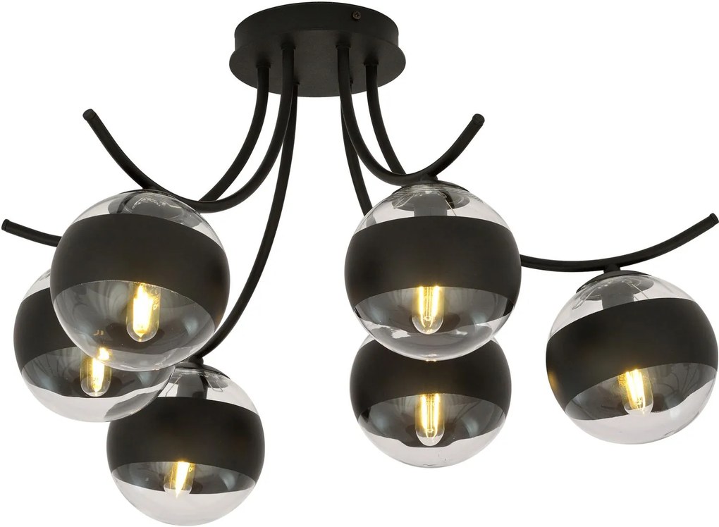 Emibig Boston Stripe lampă de tavan 6x40 W negru-transparent 1111/6