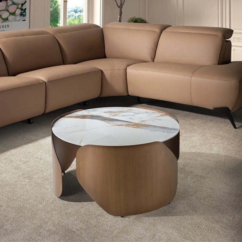 Masuta de cafea design LUX Porcelain Marble 80cm