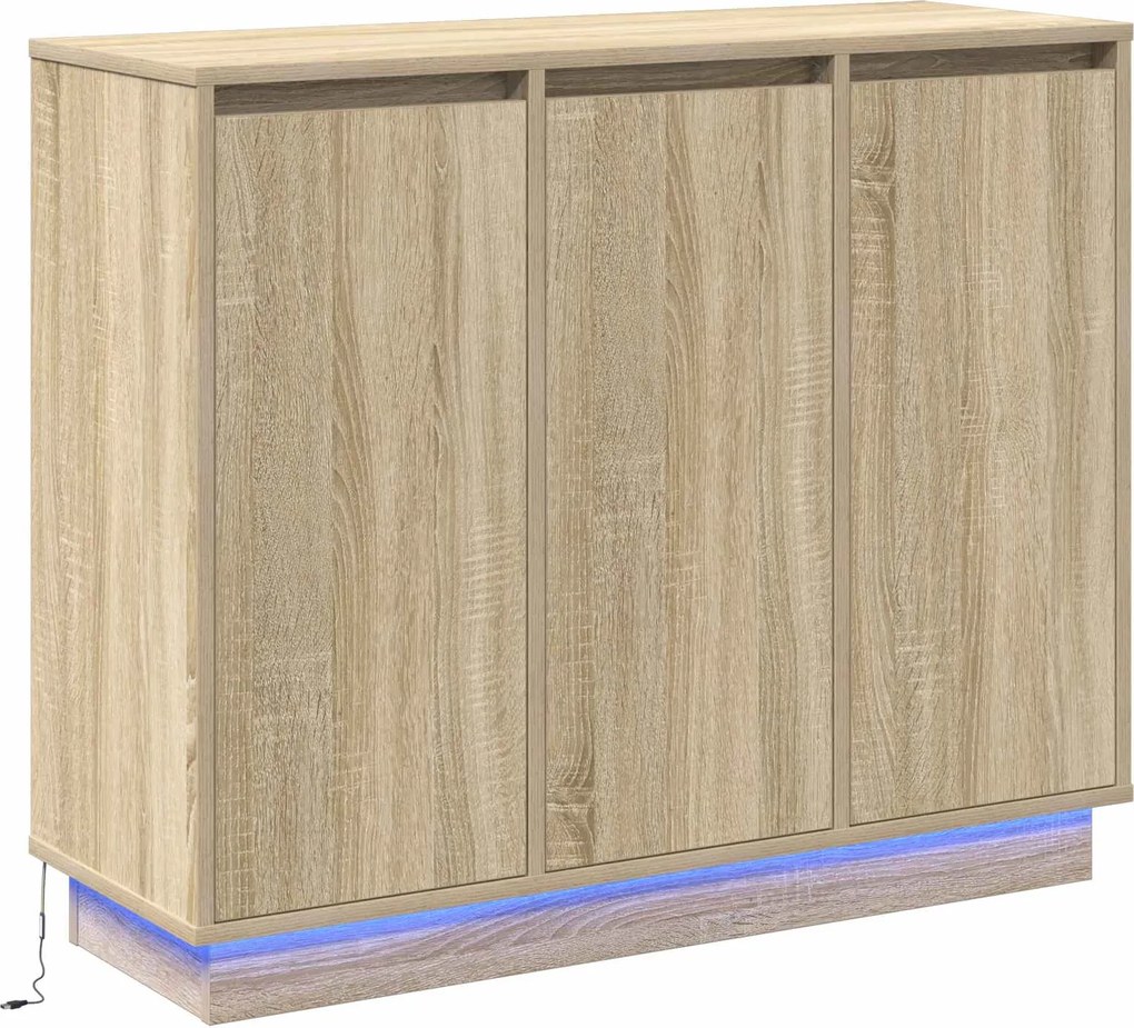 vidaXL Bufet LED Stejar Sonoma 90 x 32 x 75 cm Lemn compozit