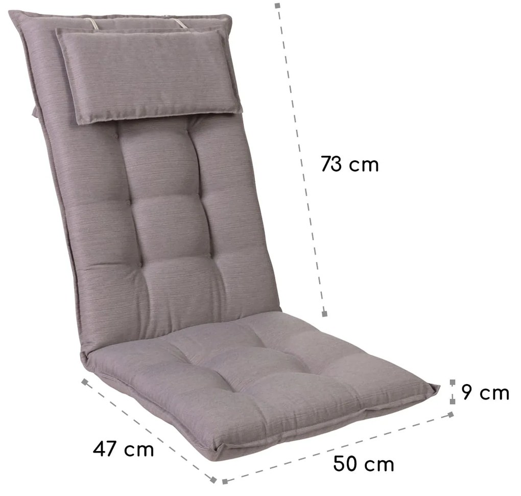 Sylt, pernă tapițată, pernă pentru scaun, spătar mai înat, poliester, 50 × 120 × 9 cm, 4 x pernă bancă